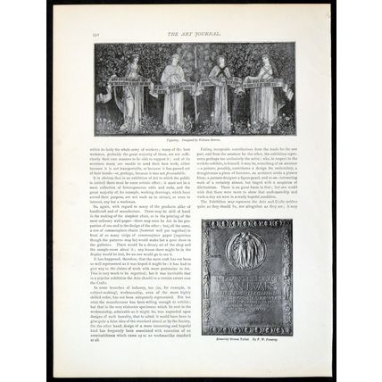TAPESTRY - MEMORIAL BRONZE TABLET 1893 William Morris Frederick W. Pomeroy PAGE