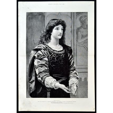 SILVIA 1889 Charles Edward Perugini William Shakespeare VICTORIAN ENGRAVING