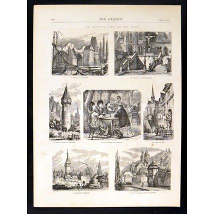 AN ARTIST’S TOUR OF THE MAIN 1870 Wurzburg VICTORIAN ENGRAVINGS