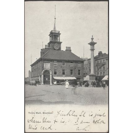 Town Hall, Stockton, Durham, 1904 - Postcard