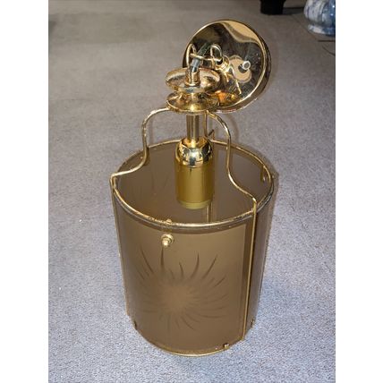 Two 16” Drop Italian Brass Ceiling Lights