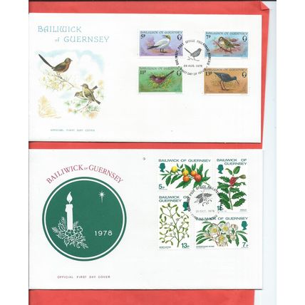 Guernsey stamps. 16 FDC from 1972 to 1980. 1972 Royal Silver Wedding etc (F322