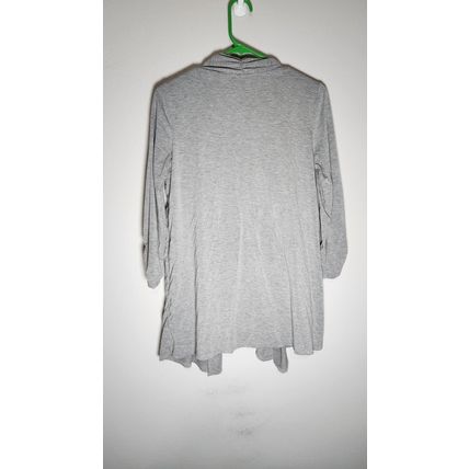 AB Studio Women's MEDIUM Draped Open-Front Cardigan Attached Shirt White Gray