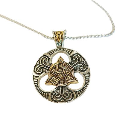 Celtic Knot Pendant Necklace Steel. Viking Trinity Triquetra 22 inch Chain A62