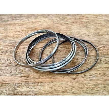 Silver Tone Bangles Set | Minimalist Collection | Vintage Stackable