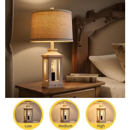 23.75" Retro Farmhouse USB C+A Ports Table Lamp Set of 2 with 3 Way Dimmable Tou