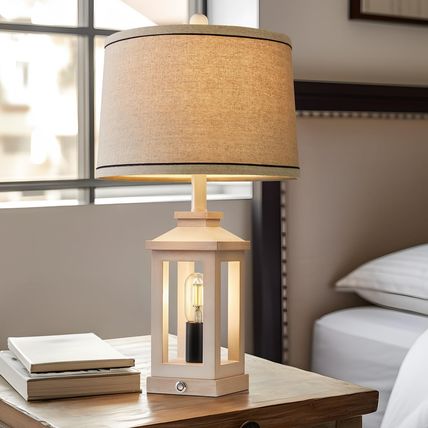 23.75" Retro Farmhouse USB C+A Ports Table Lamp Set of 2 with 3 Way Dimmable Tou