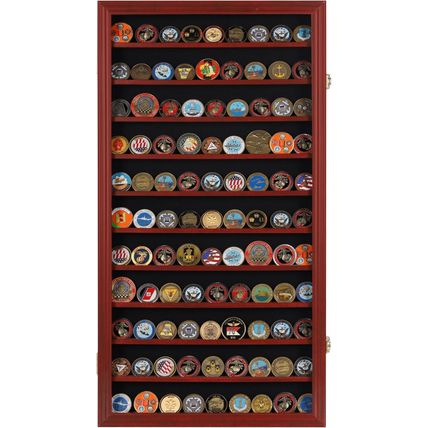 Displaygifts Military Challenge Coin Display Case Poker Chips Holder Wall Cabine
