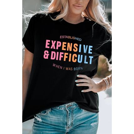 Black EXPENSIVE&DIFFICULT Graphic Tee