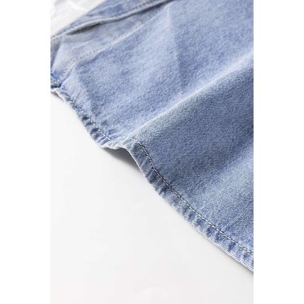 Beau Blue Ruffled Long Sleeve Buttoned Denim Shirt