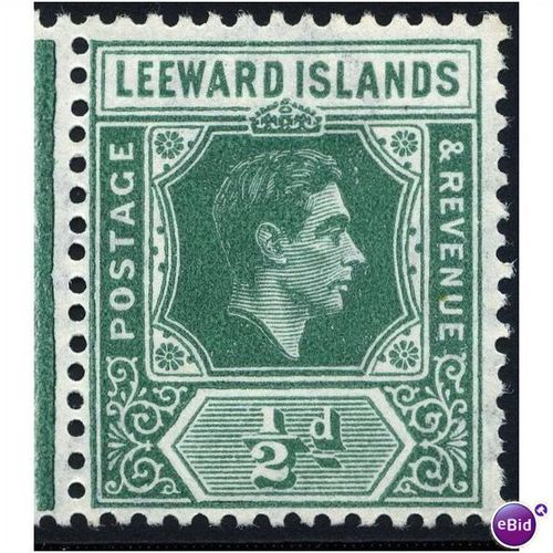 Leeward Islands KGVI 1938 ½d Emerald Mounted Mint MM SG 96 Sc 104