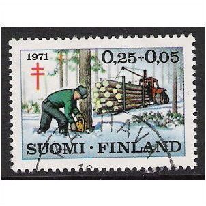 Mi 686: 25 p. + 5 p. Anti-tuberculosis Fund: Forestry Industry: Felling Trees.