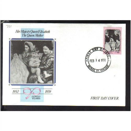 1990 GRENADINES OF ST VINCENT QUEEN MOTHER 90TH BIRTHDAY FDC SG721