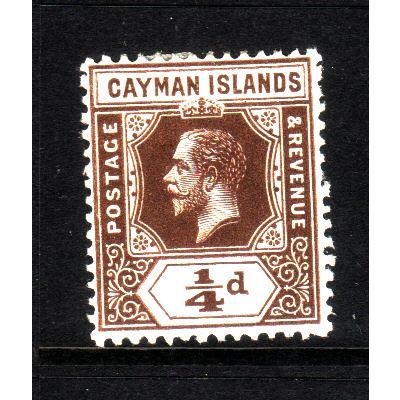CAYMAN IS 1913 SG 40 1/4d BROWN M / MINT