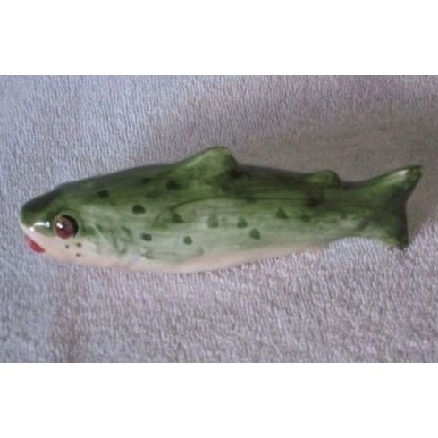 Vietri Ceramic Green Bass Trout Fish Pepper Shaker Italy