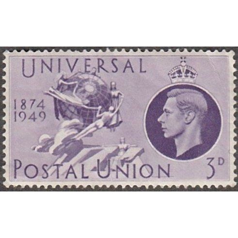 1949 George VI. 75th Anniv. Universal Postal Union. 3d Value. Unused