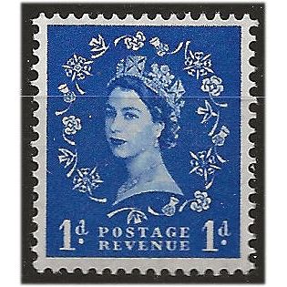 1958 SG588 1d Ultramarine GRAPHITE LIned Wilding Light Mounted Mint..