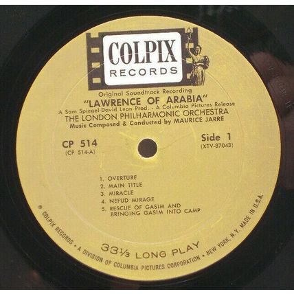 Lawrence of Arabia Soundtrack Maurice Jarre LP CP 514 Vinyl Record Album (P3)
