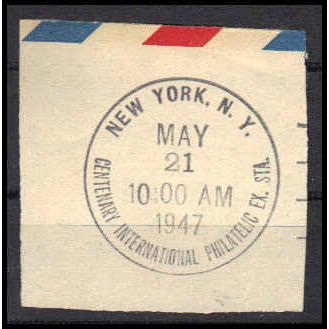 Used Revenue Cancel NY, NY. Centenary Philatelic Ex. Sta. E1043