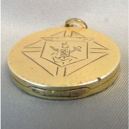 RARE VICTORIAN KofC KNIGHTS Of COLUMBUS FRATERNAL GOLD LOCKET FOB PENDANT