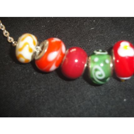 Fun euro bead necklace red orange blue white fun different necklace
