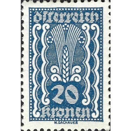 AUSTRIA, Ear of corn, blue 1922, 20kr