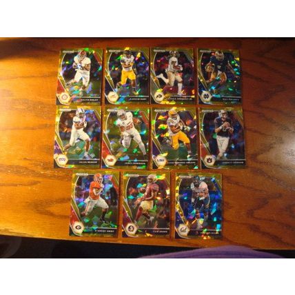 2021 Prizm Draft Picks, 11-Gold Cracked Ice Cards, all Prizms, AKERS/SHENAULT, +