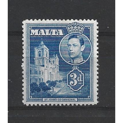 Malta.SG223a 3d St. John's Co-Cathedral (Blue).Mounted Mint.Apr25c