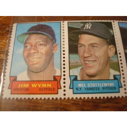 1969, Topps Stamps, Strip of 4 Stamps, WYNN/WAGNER ++