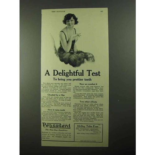 1922 Pepsodent Toothpaste Ad - A Delightful Test
