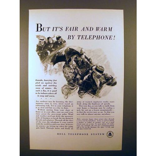 1934 Bell Telephone Ad - It's Fair And Warm!