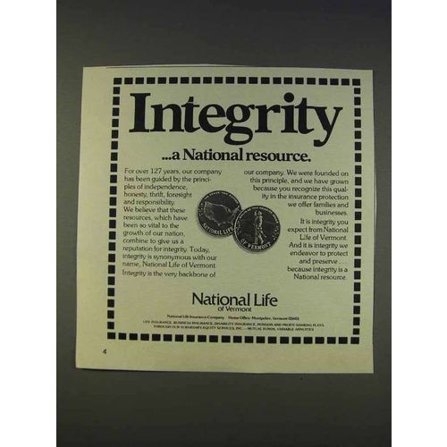 1977 National Life of Vermont Ad - Integrity