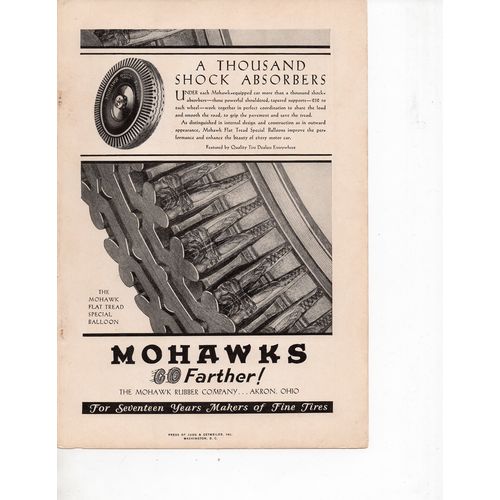 Mohawk Tires Full Page vintage magazine Print Ad April 1930