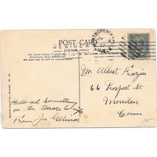 Montmorency Falls, Quebec split ring cancel, 1907,