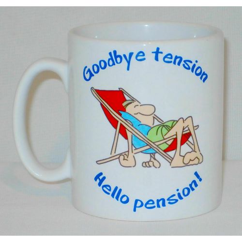 Goodbye Tension Hello Pension Mug Can Personalise Retirement Retire Leaving Gift