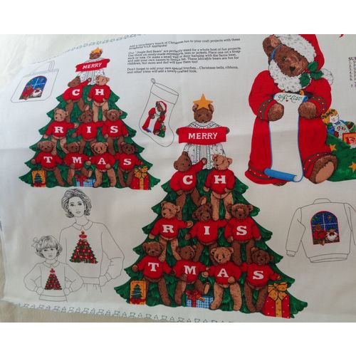 Jingle Bell Bear Appliques Fabric Material Sewing Crafting Panel