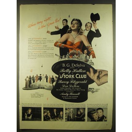 1945 The Stork Club Movie Advertisement - Betty Hutton