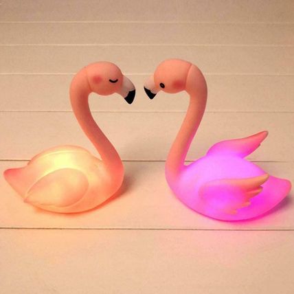 DGBJ 1 Pair Adorable luminescent Light Up Flamingo Figure Cake Accessories Birth