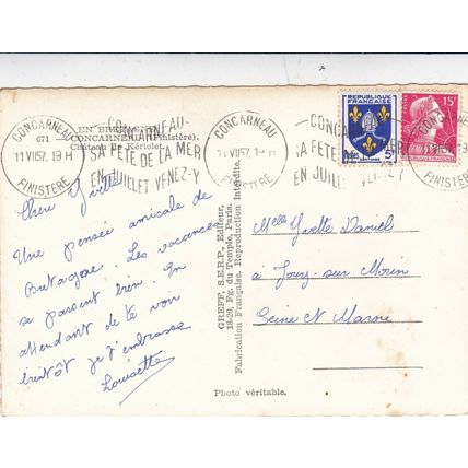 Chateau Keriolet Concarneau France Real Photo Postcard posted 1957 VGC