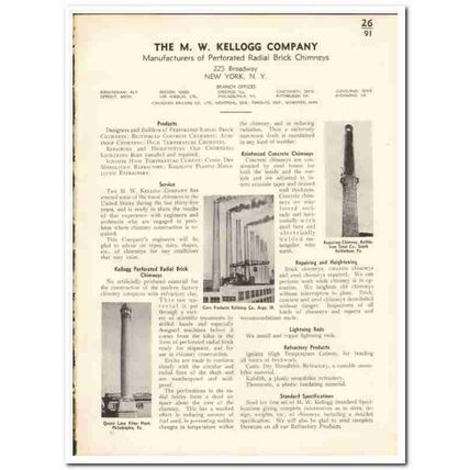 M W Kellogg Company 1935 vintage brick catalog chimney radial