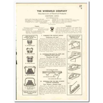 Wiremold Company 1935 vintage electrical catalog surface wiring light