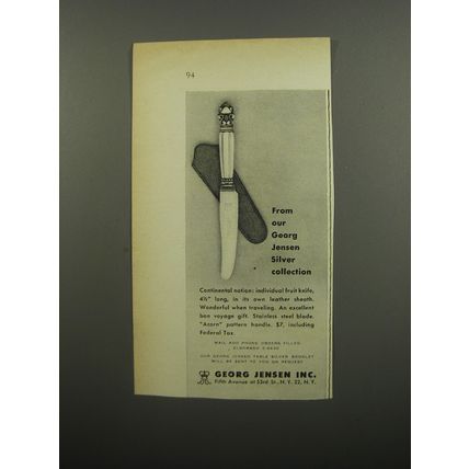 1951 Georg Jensen Acorn Pattern Silver Fruit Knife Advertisement