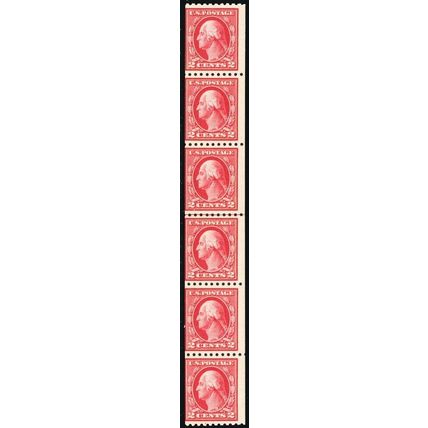 442, Mint NH 2¢ Coil Line Strip of Six Stamps CV $240 ** Stuart Katz
