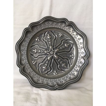 Stunning Pewter Tray Fruit Tray Wall Plaque With Axe & Star Stamps Collectable