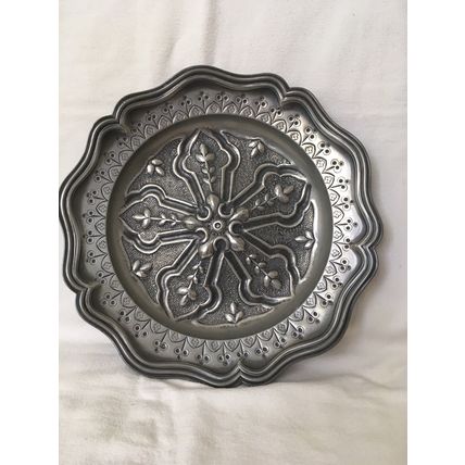 Stunning Pewter Tray Fruit Tray Wall Plaque With Axe & Star Stamps Collectable