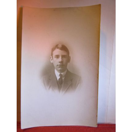 UNKNOWN YOUNG MAN antique portrait b/w photograph by J Wilson of Bradford #