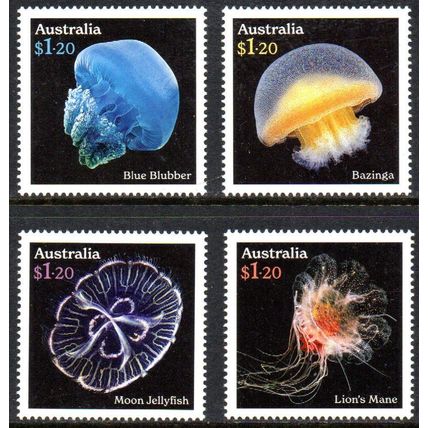 AUSTRALIA: 2023, JELLYFISH, UNDERWATER WONDERS, SET OF 4 MINT SHEET STAMPS.