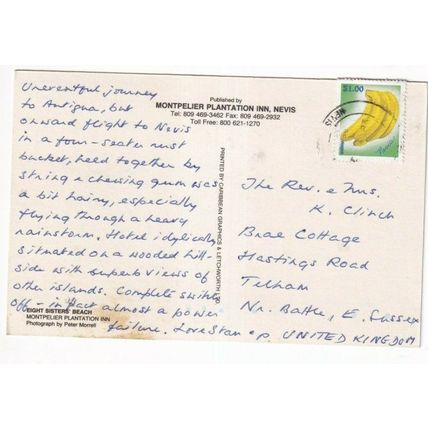 Nevis Eight Sisters Beach Montpellier Plantation Postcard posted VGC