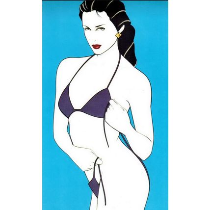 Orig 80s Patrick Nagel Print Bikini Woman Disco Playboy Pinup Sexy Wall Art gift