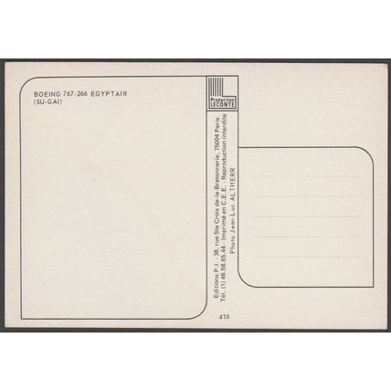 Egyptair Boeing 767-266 - Leconte Postcard